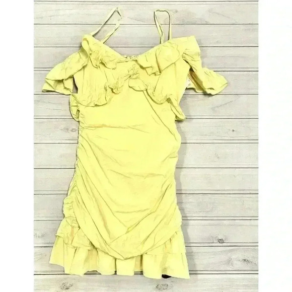 Revolve Lovers + Friends Mini Dress XS Daffodil Ruched Ruffle Donna Cut Out - Picture 4 of 7